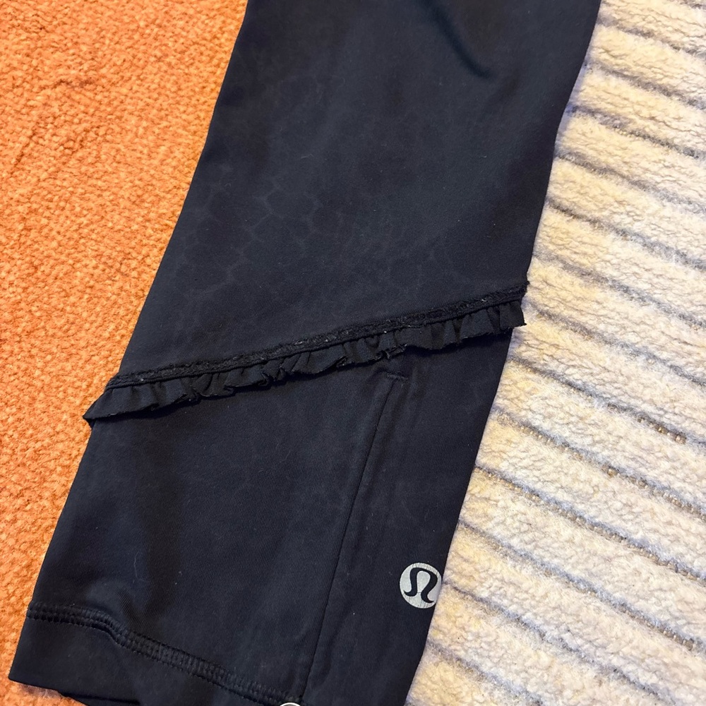 RARE Black Lululemon Leggings with Ruffles